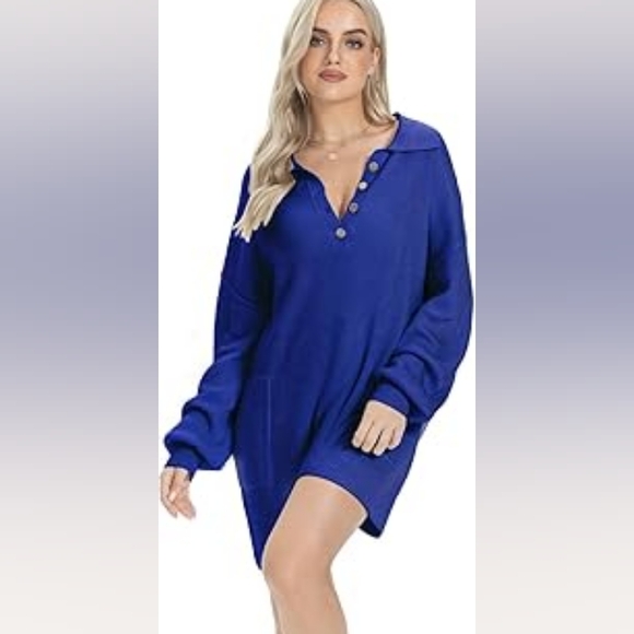 Sweater Romper One Piece Jumpsuit Button Casual Knit Long Sleeve Short Outfit - Picture 1 of 6